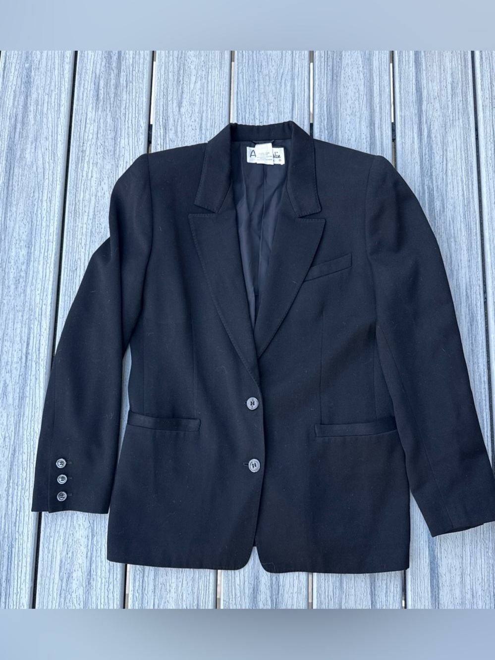 Vintage Alan Austin Black Blazer With Shoulder Pads Small
